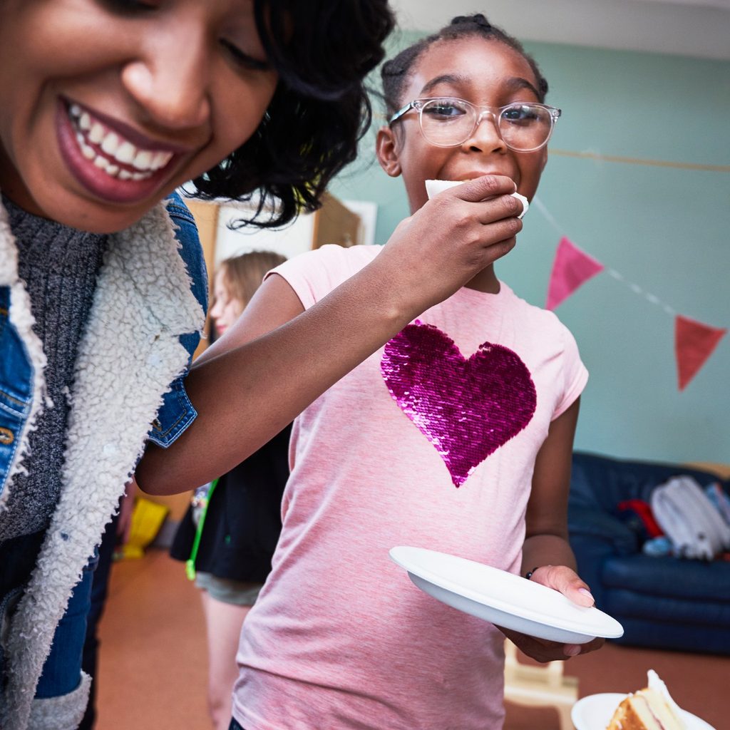 Mother and daughter celebrating birthday party
