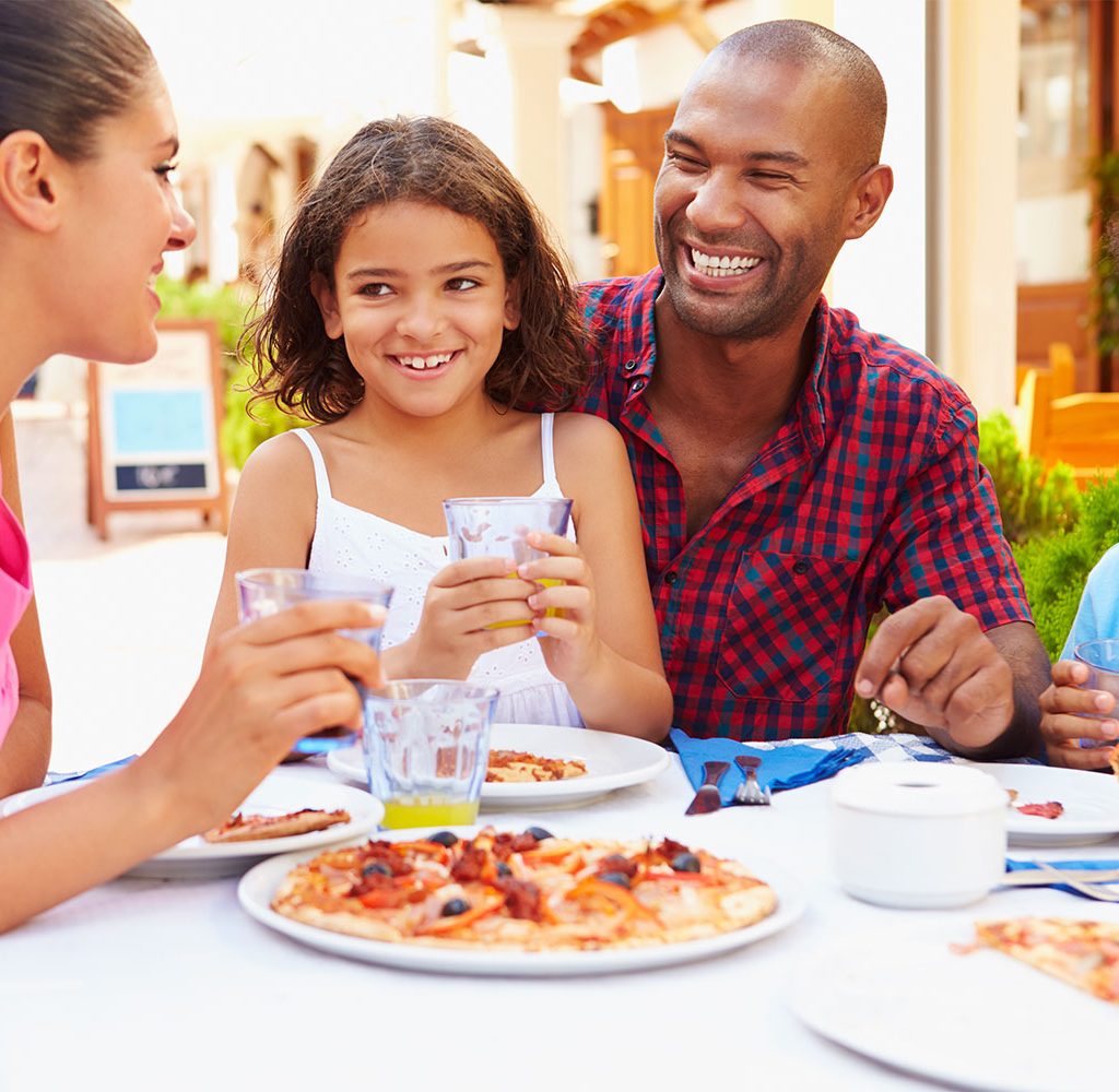 family in restaurant