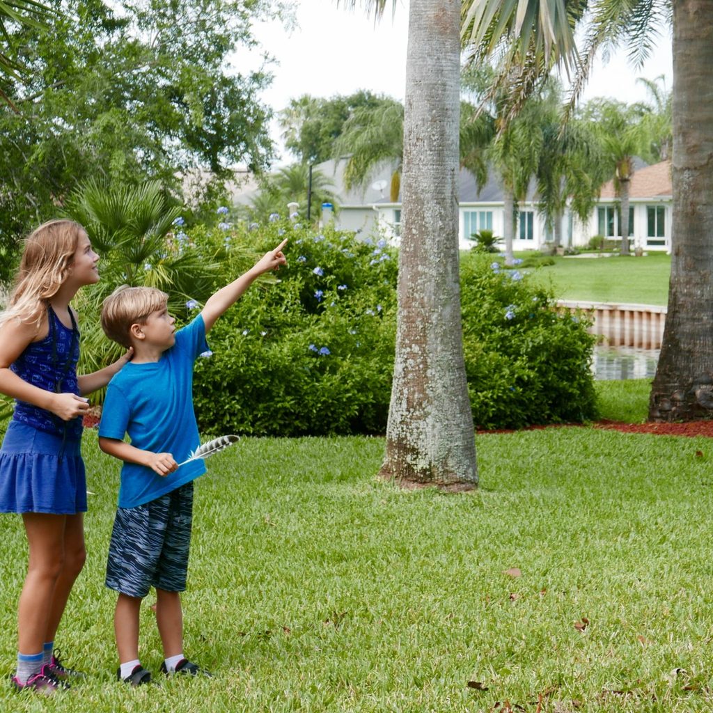 Brother and sister on a scavenger hunt