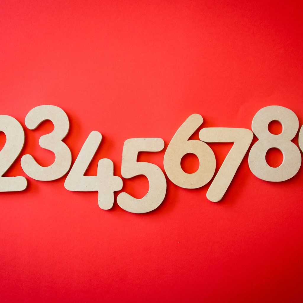 numbers one through nine on red background