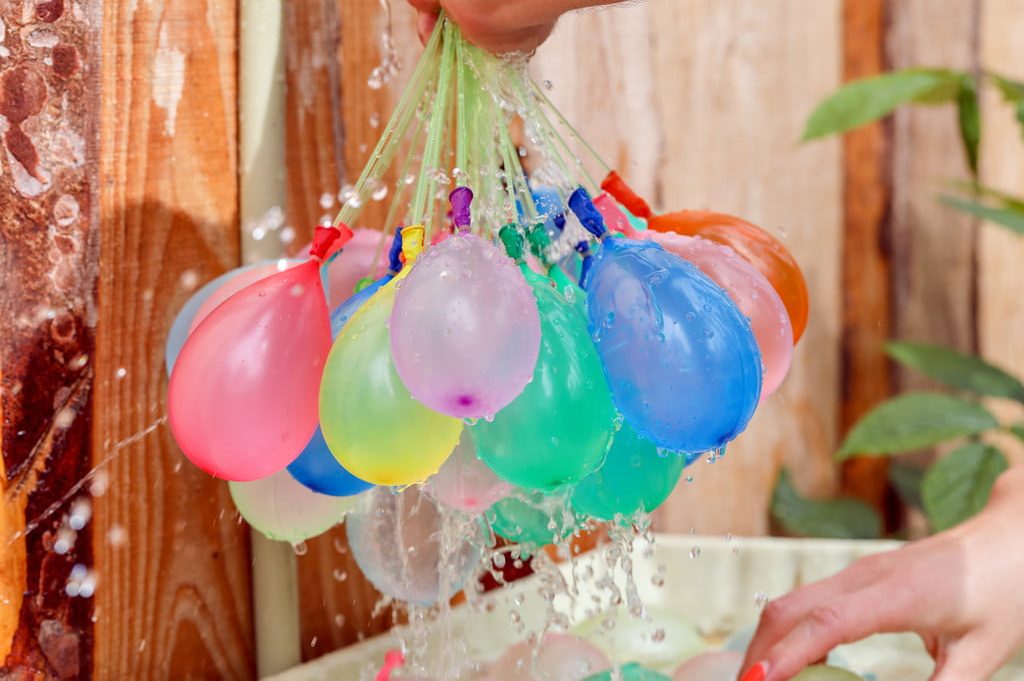 filled water balloons ready for summer day