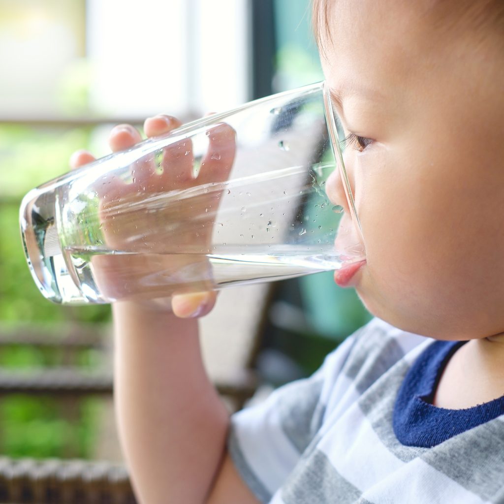 Toddler drinking water