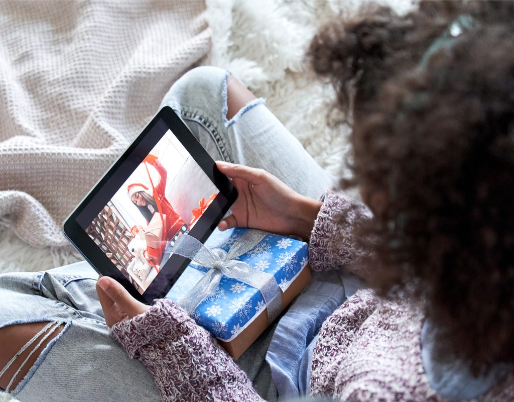 Teen talking to friend online