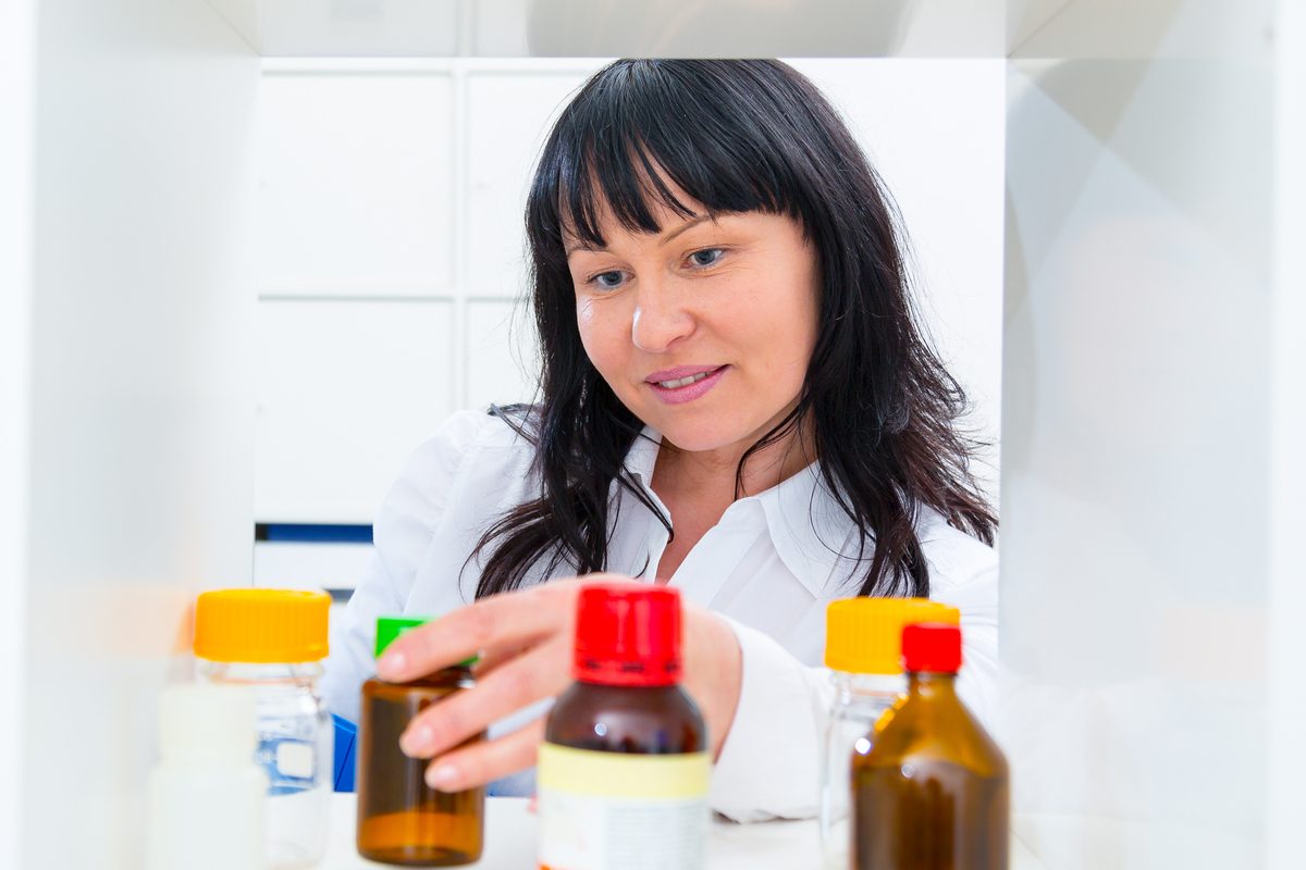 A new mom checks the medicine cabinet
