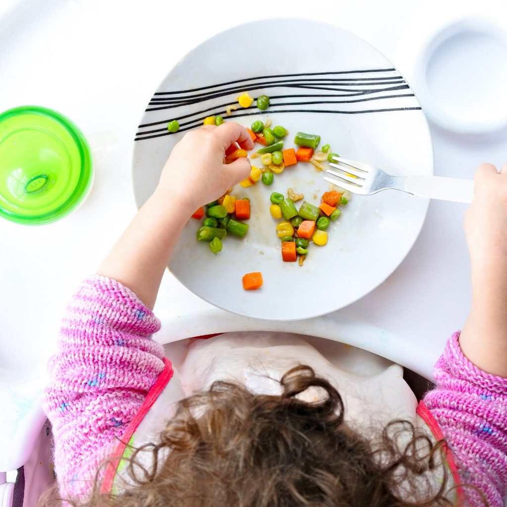 toddler food on tray