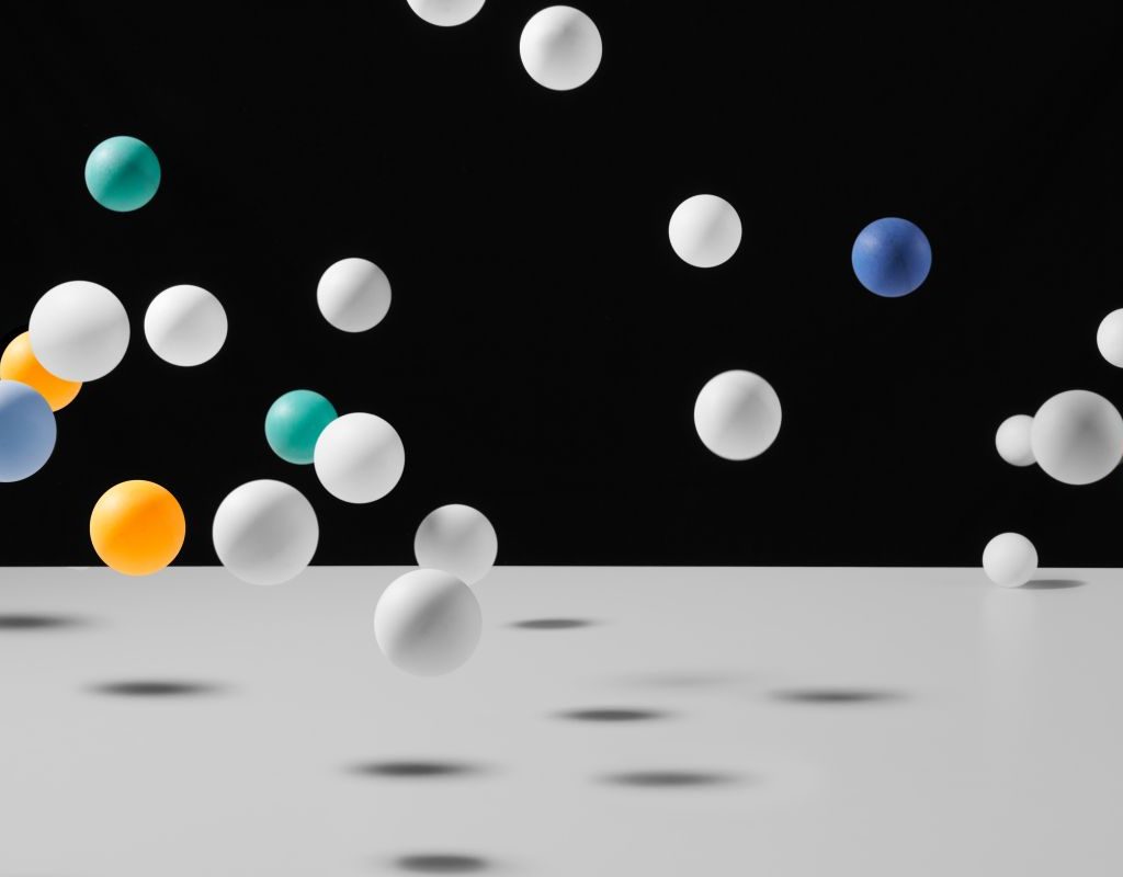 Multicolored tabletop tennis balls