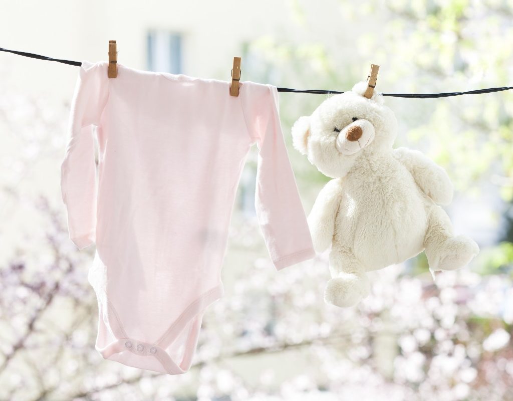 drying baby laundry