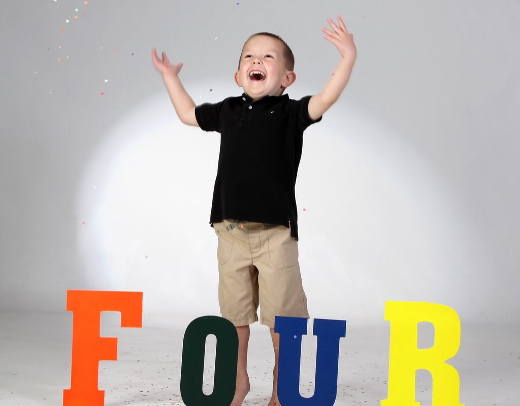 Boy is excited for his fourth birthday