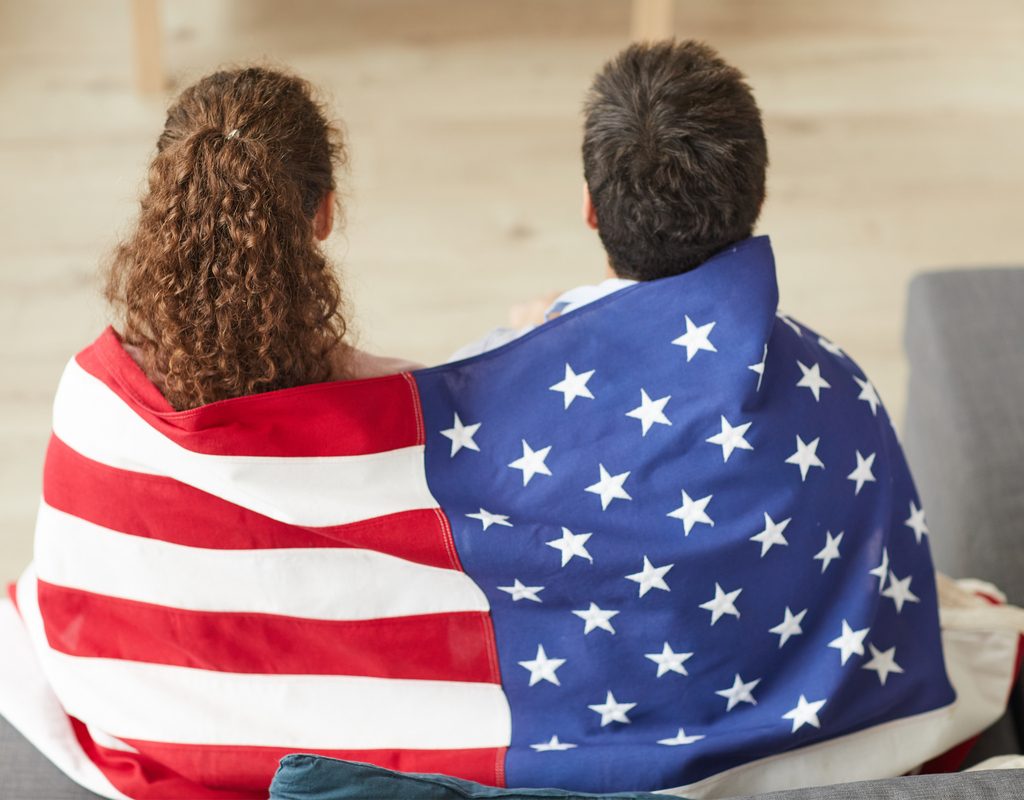 Couple watching a movie on the Fourth of July