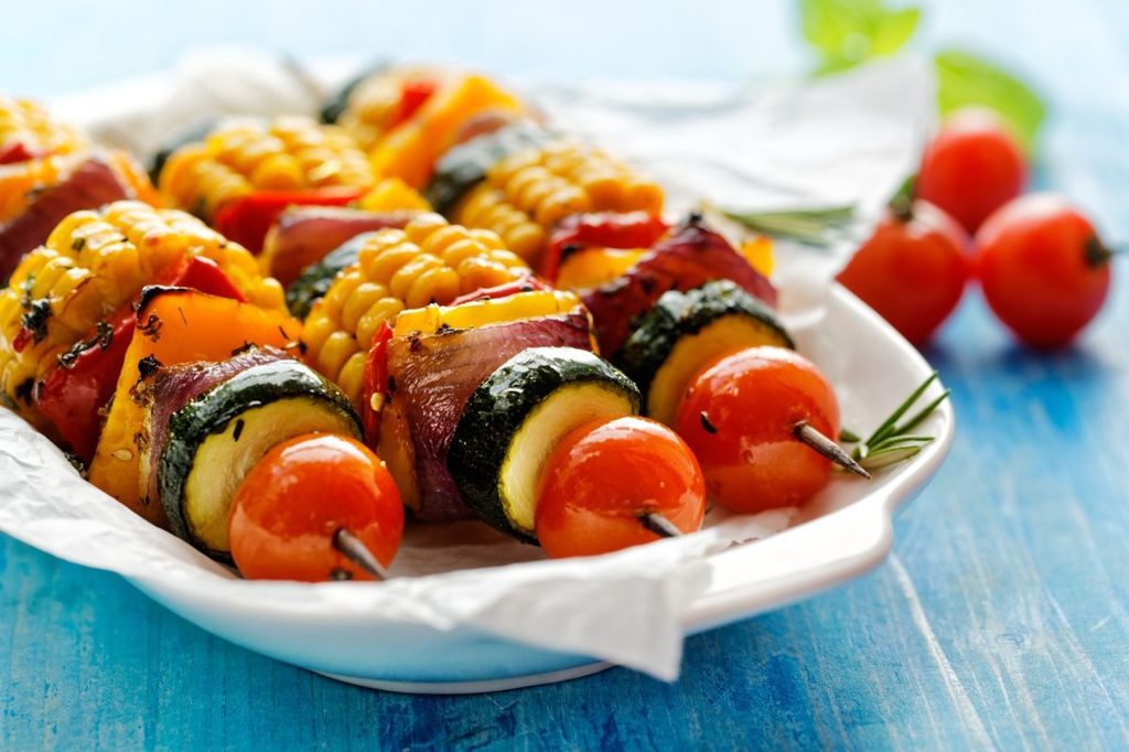 Grilled vegetables on skewers