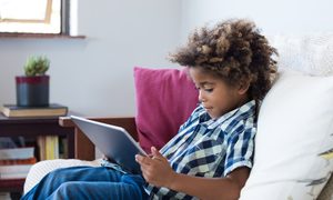 Young boy on an iPad