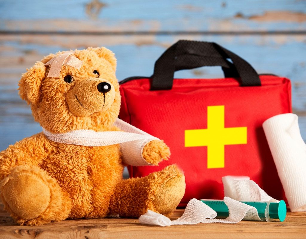 teddybear and first aid kit