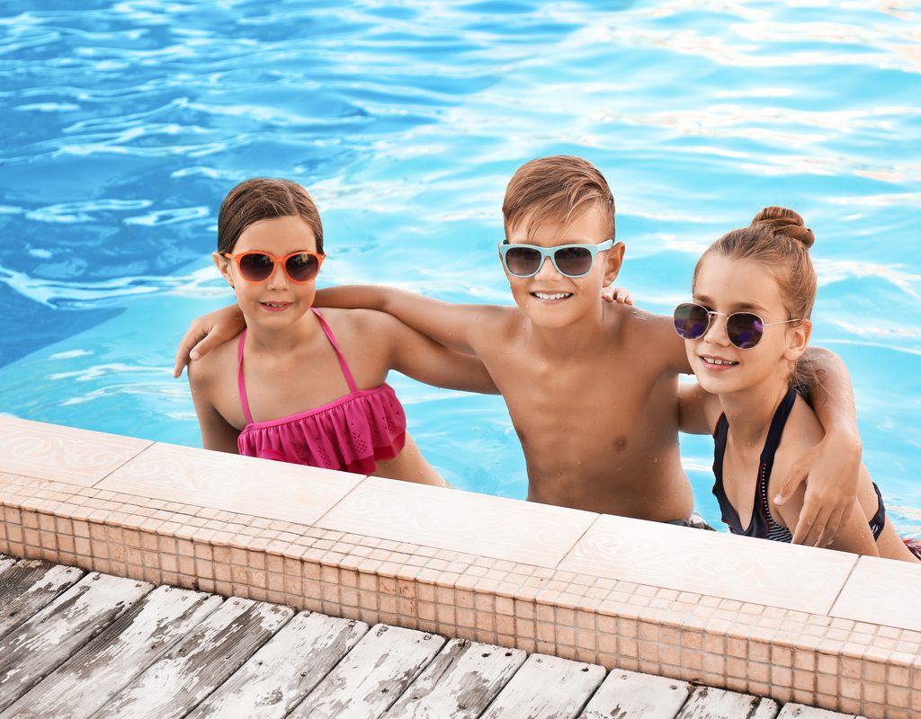 tweens having fun in the pool