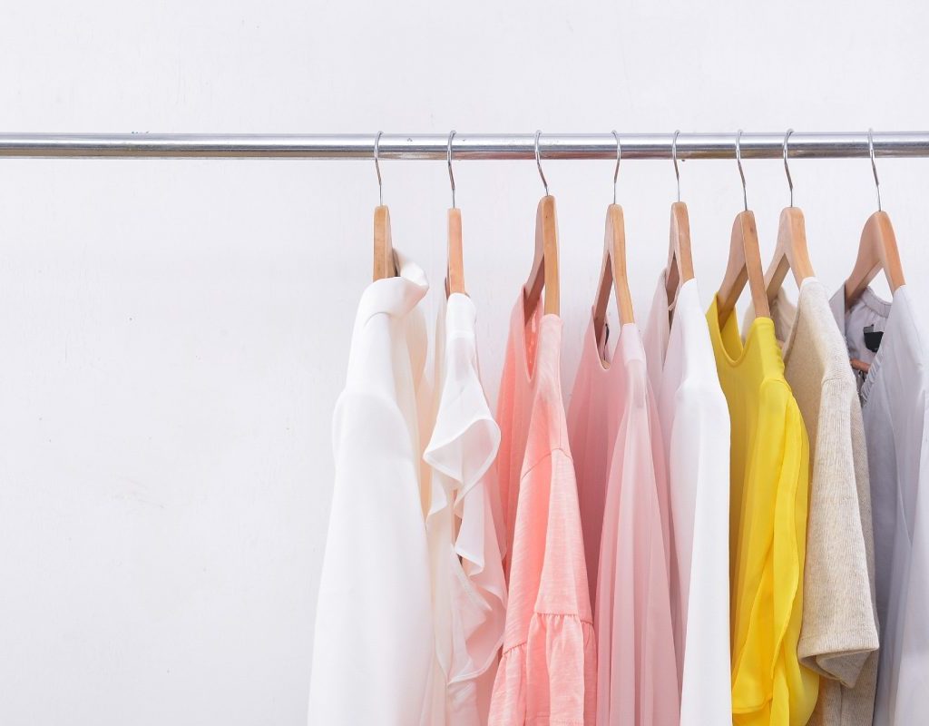 Clothes hanging on a rack