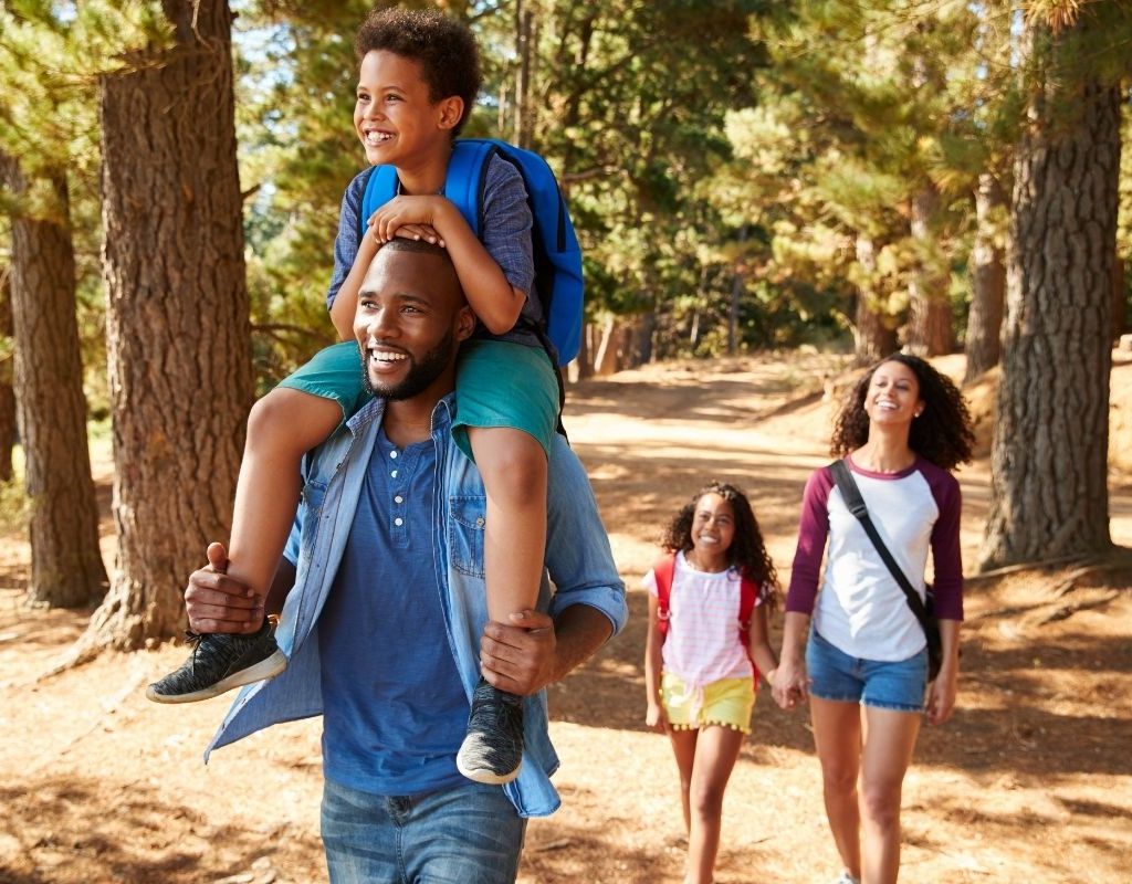 Family on a hike together