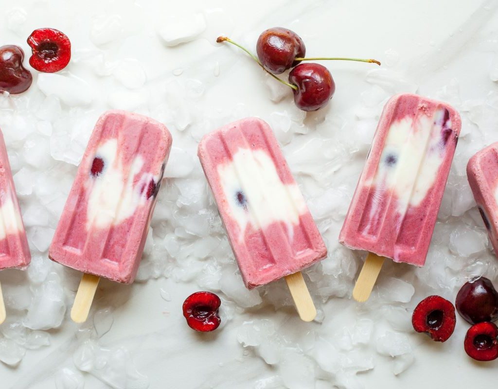 cherry yogurt popsicle