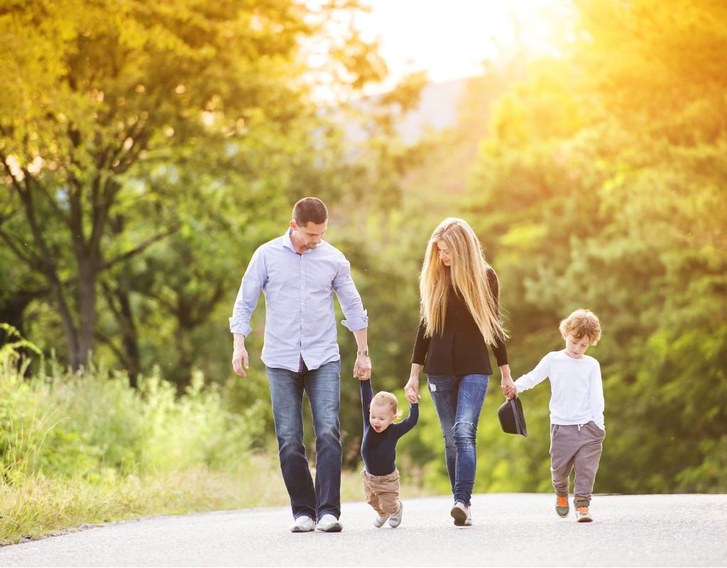 Family going for a walk for a family fun night