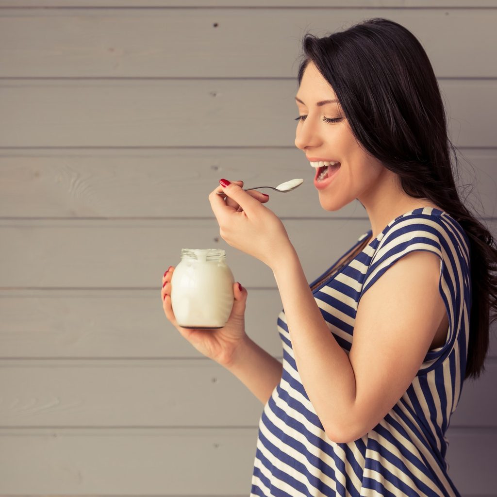 Pregnant woman eating