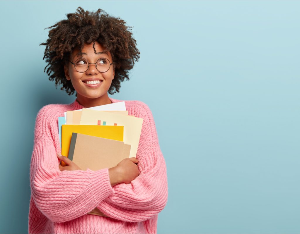 Excited freshman girl