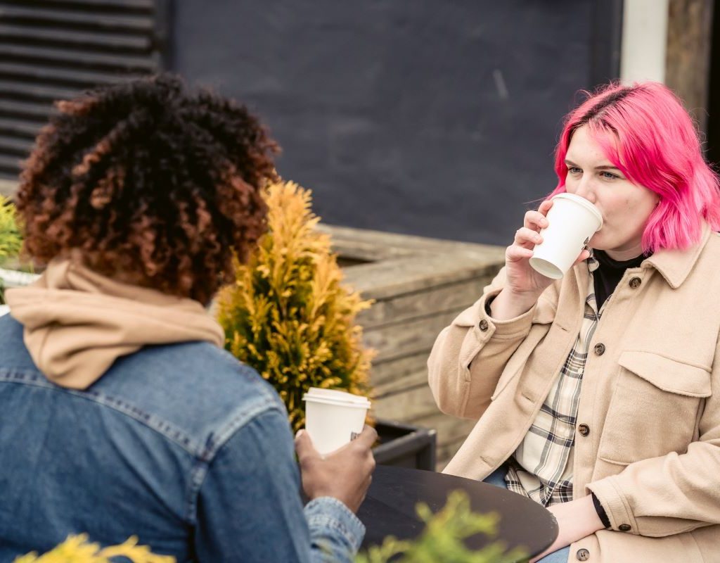 friends having coffee together