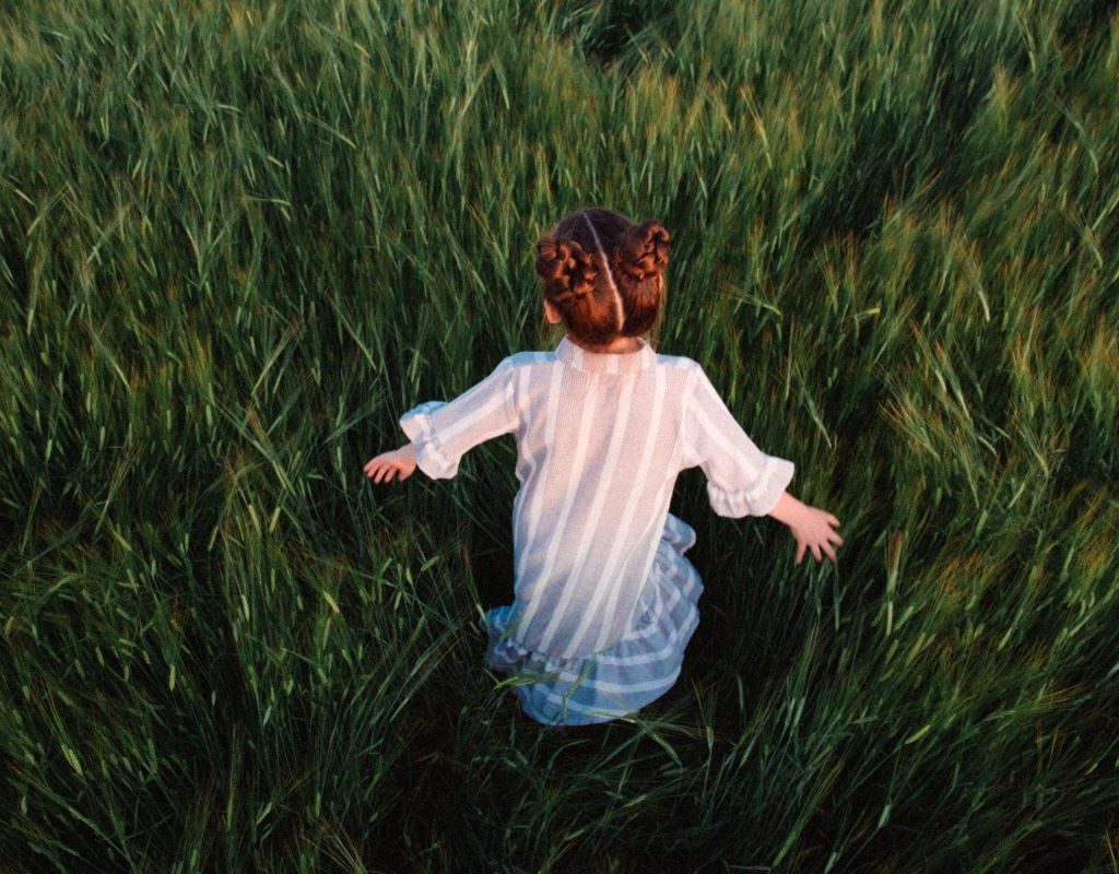 little girl with up-do