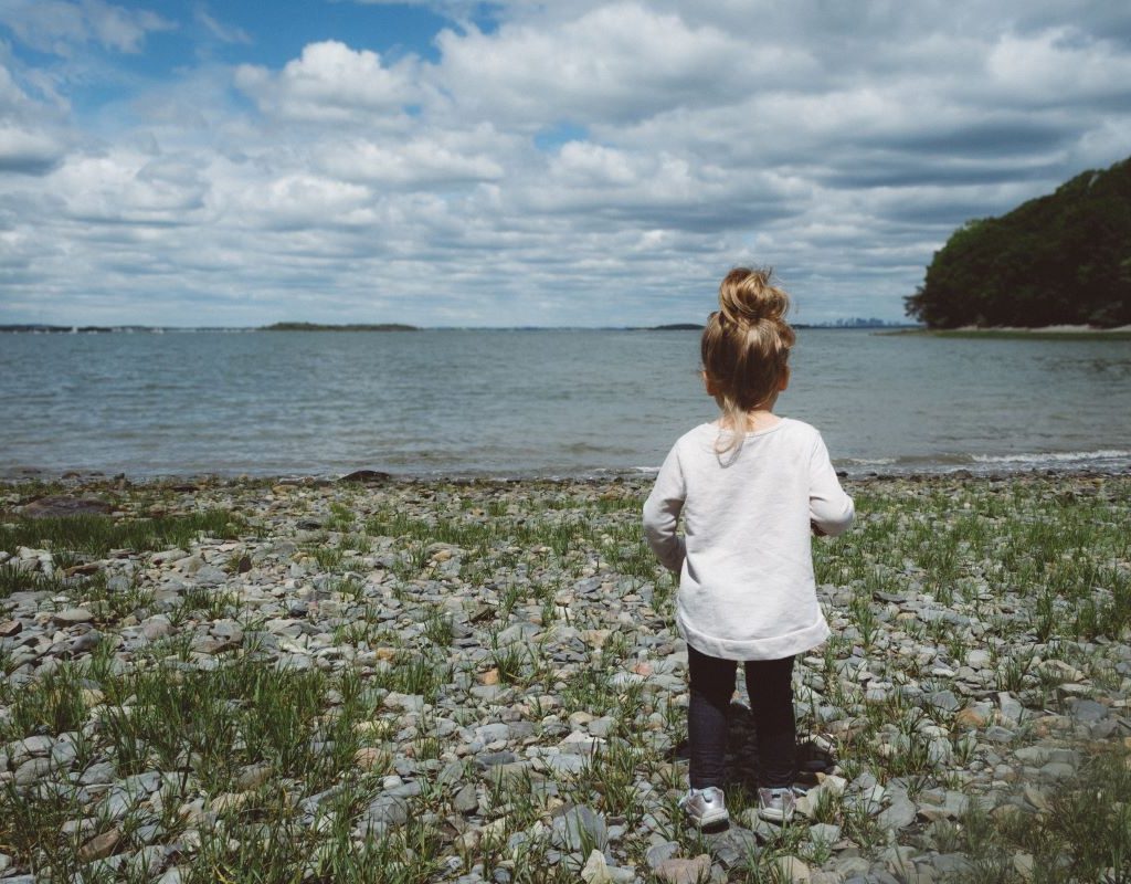 little girl with top-knot