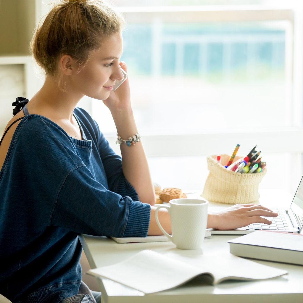 young woman talking on phone