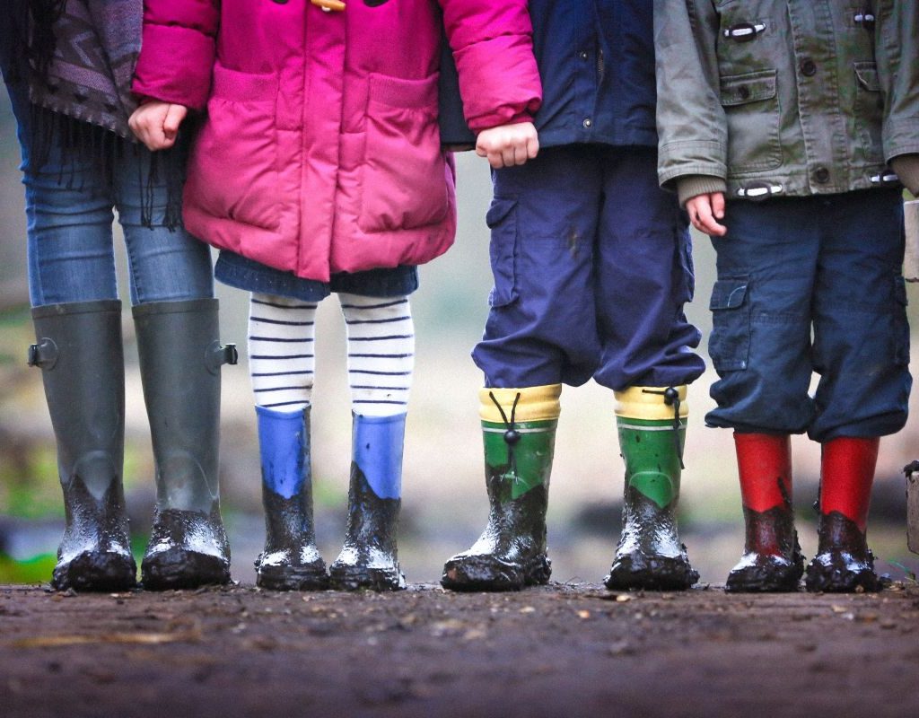 Kids Outside Holding Hands