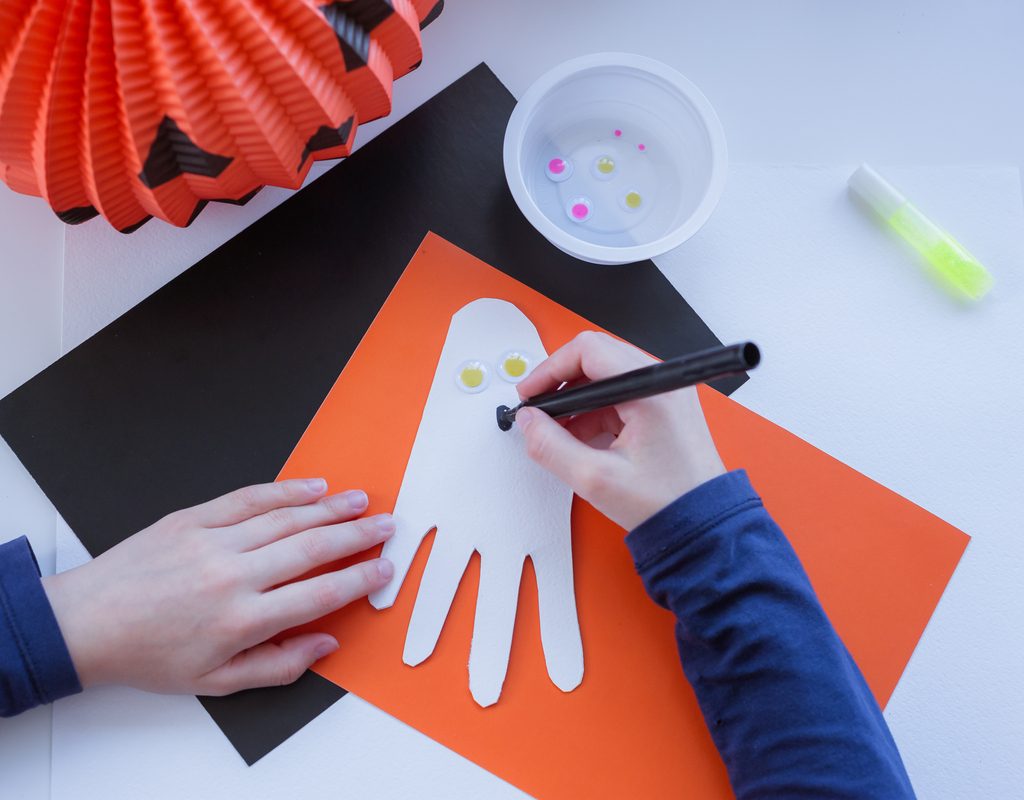 A Halloween craft being worked on