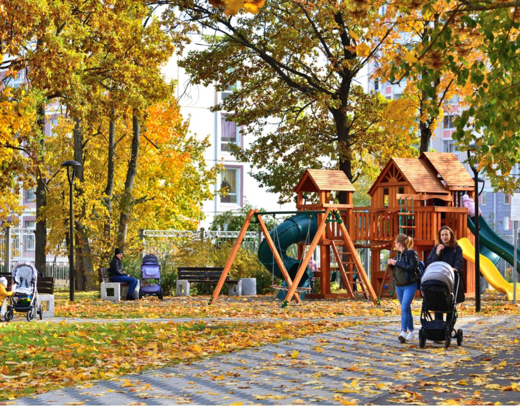 A playground in the autumn