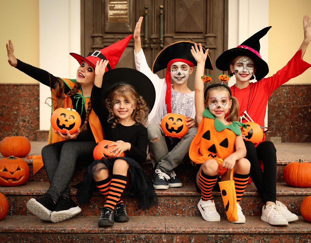 A group of kids ready for Halloween.