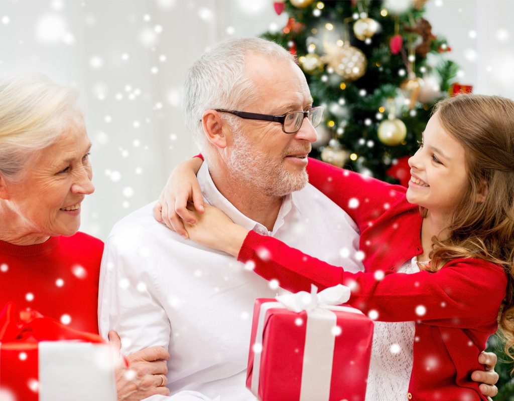 A family spending Christmas together.