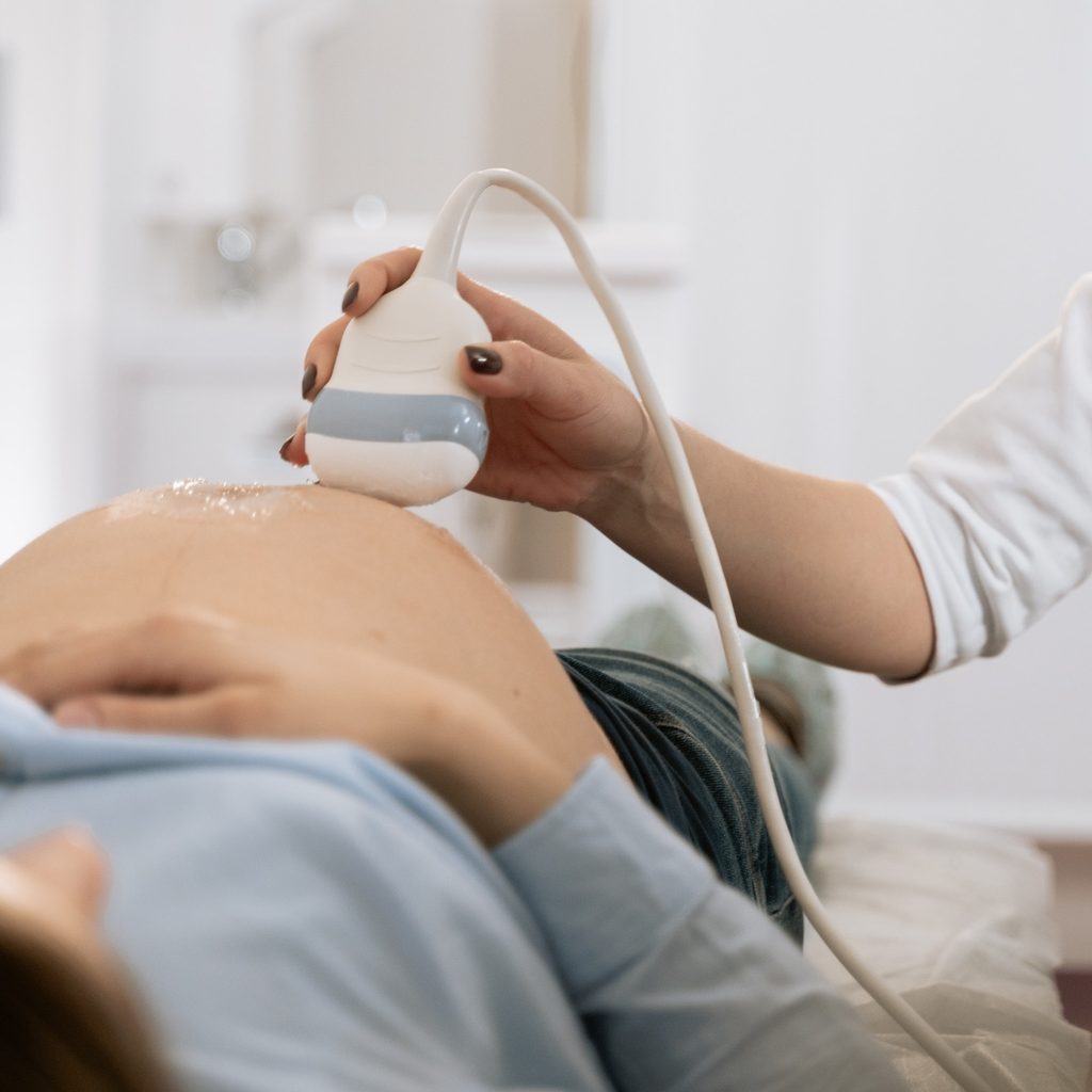 Pregnant woman having an ultrasound