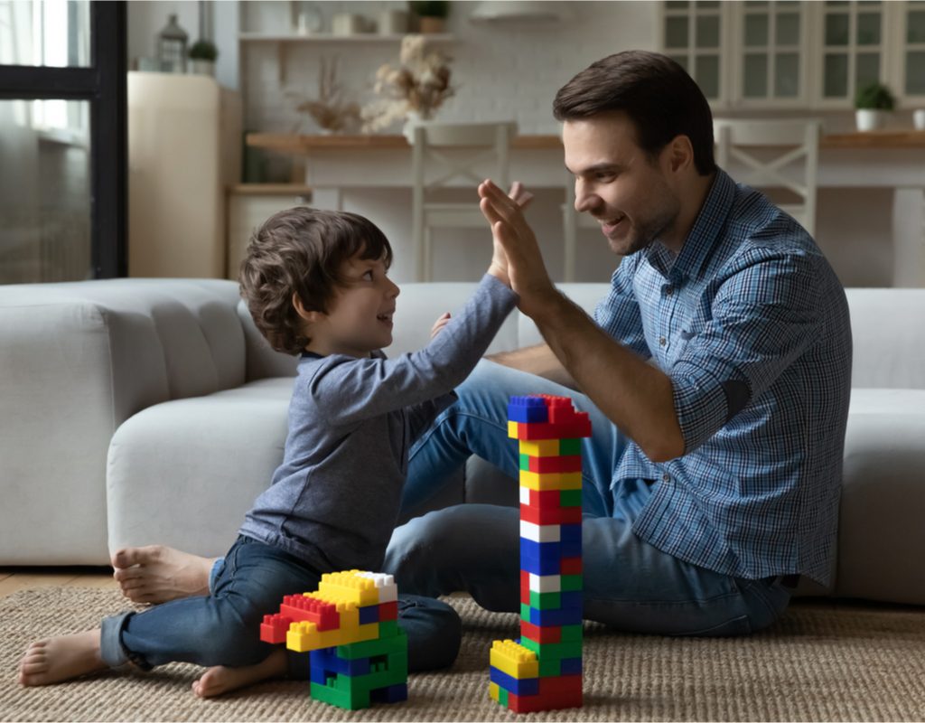 Dad sharing words of encouragement with his son