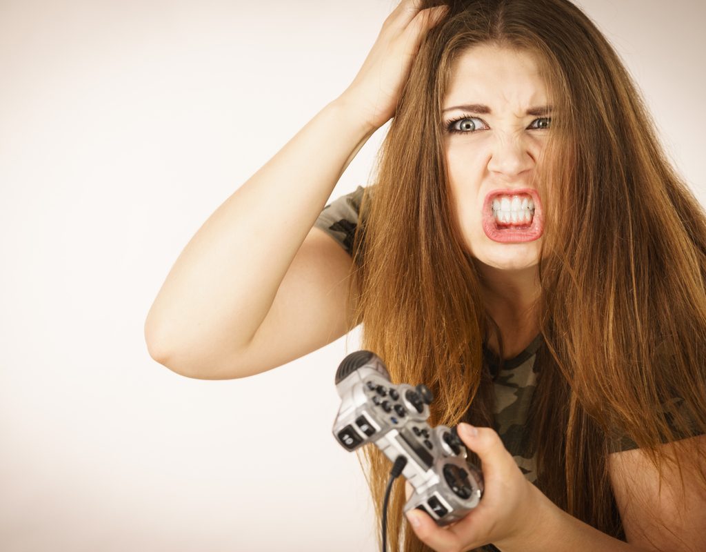 Teen girl getting too upset over a video game