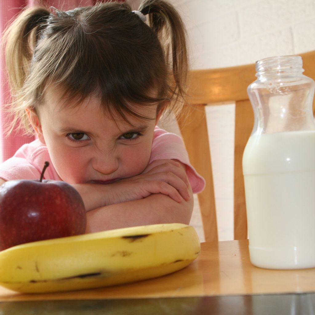 Toddler refusing to eat healthy lunch/snack of fruit and drink her milk
