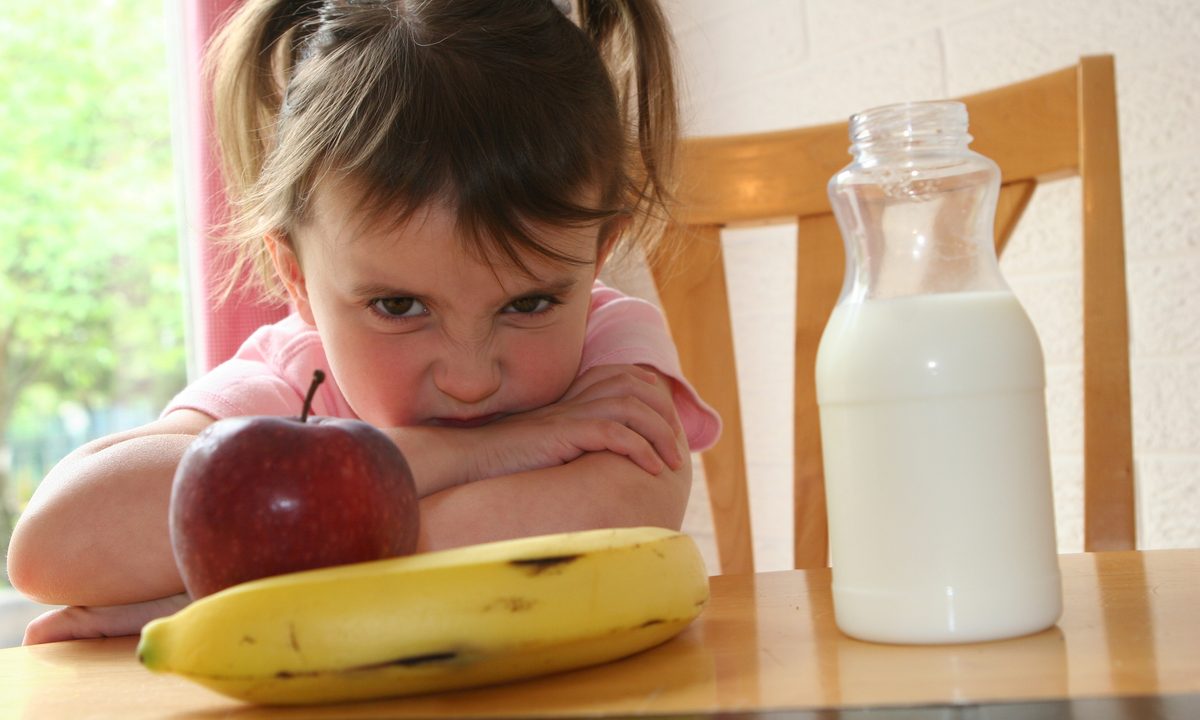 Toddler refusing to eat healthy lunch/snack of fruit and drink her milk