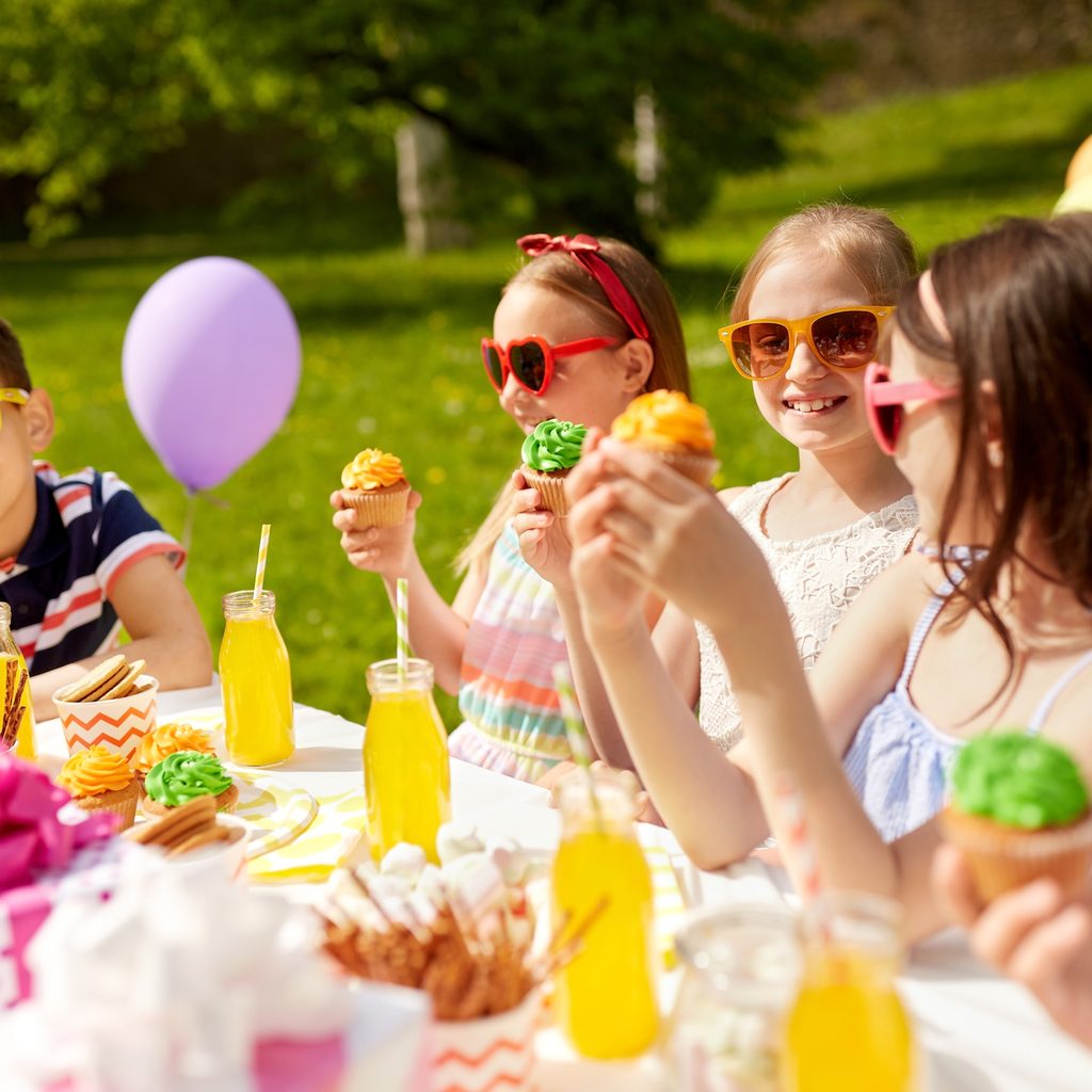 Teens at outdoor birthday party