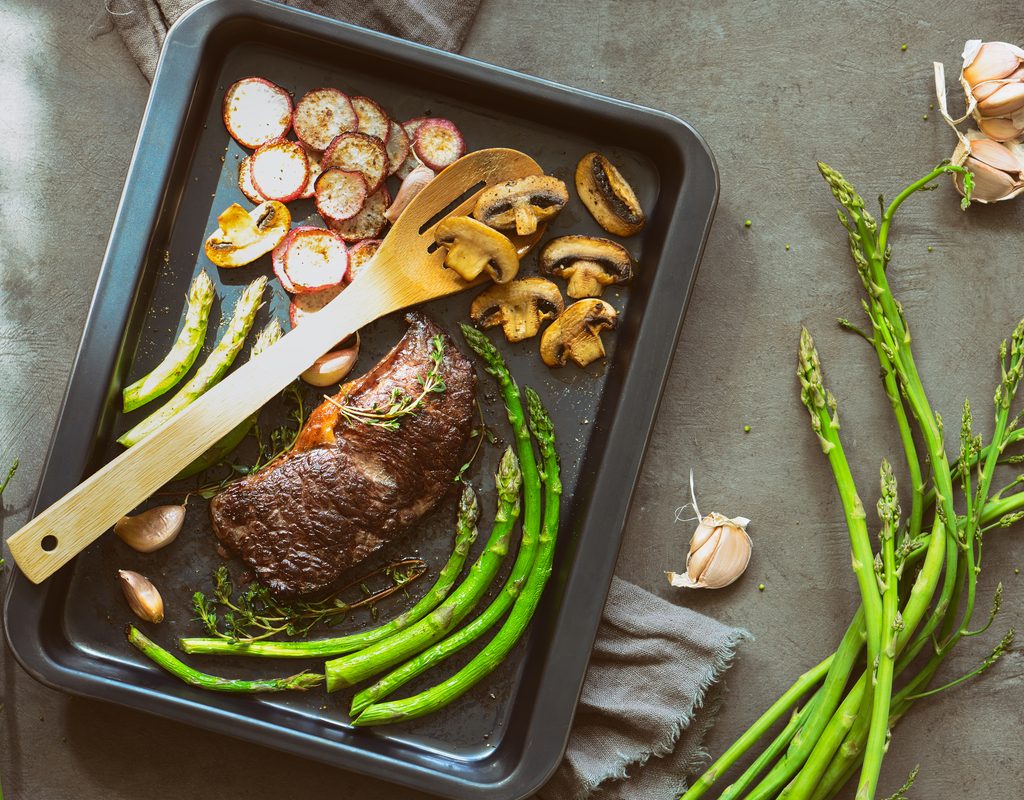 Preparing a sheet-pan dinner