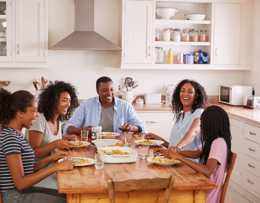 A family enjoying dinner together