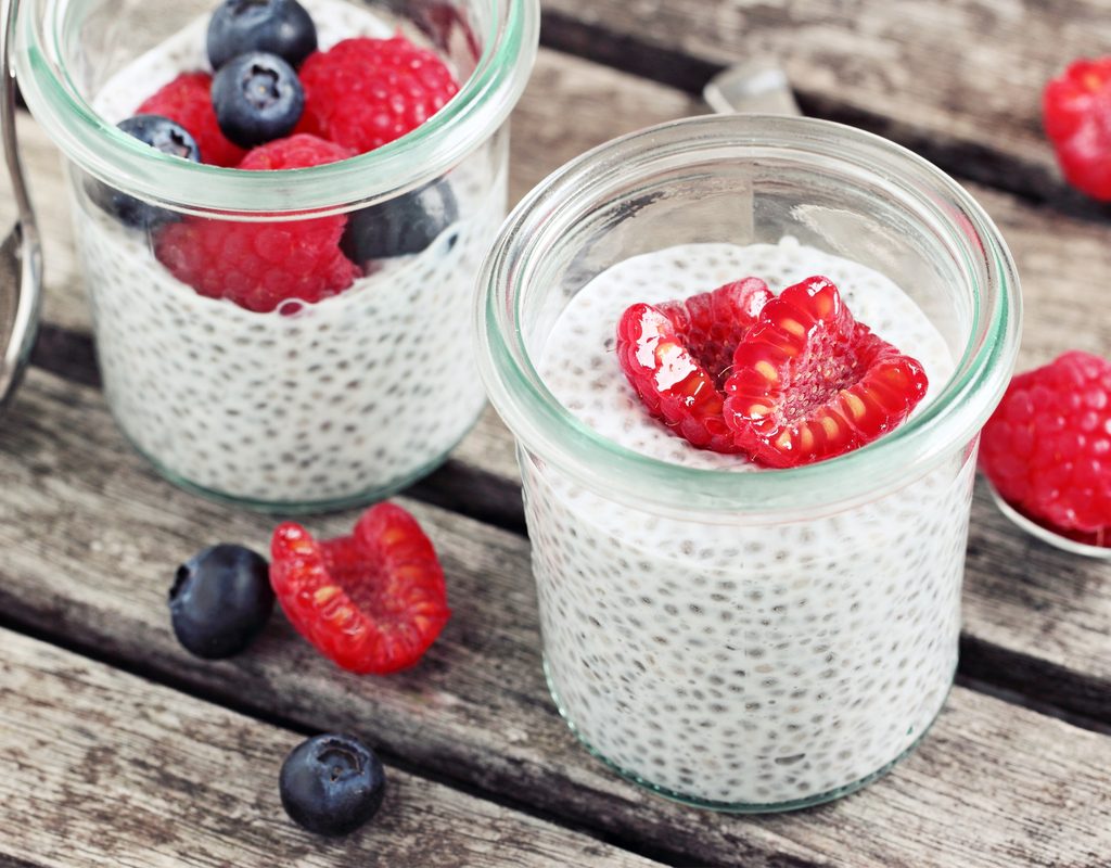 two servings of chia pudding made for Valentine's Day