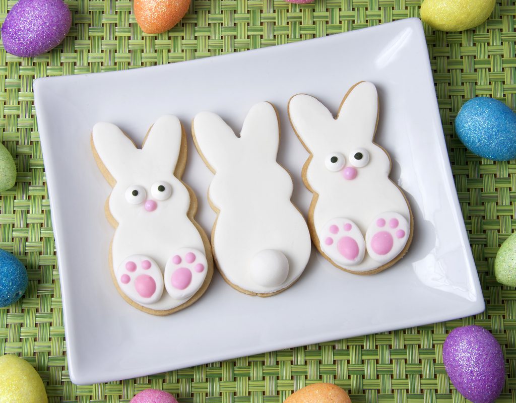 adorably decorated Easter bunny cookies