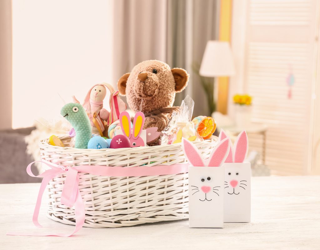Easter basket filled with toys for a young child