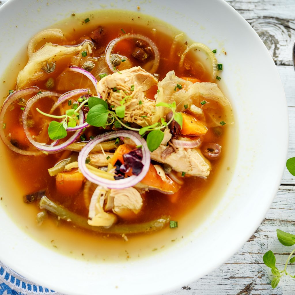 Detox soup, chicken and vegetables