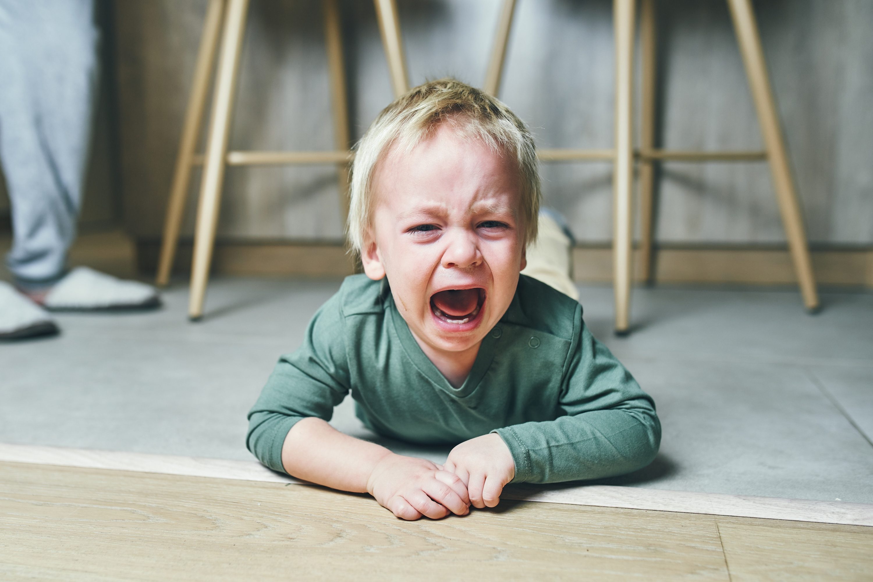 Little boy having a temper tantrum.
