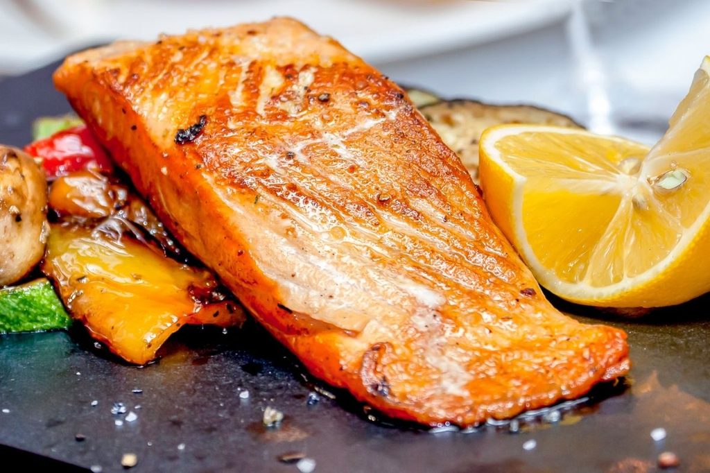 Cooked salmon on a plate