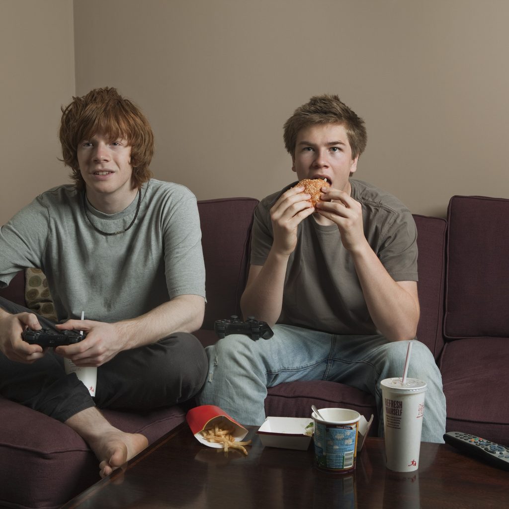 Boys playing video games