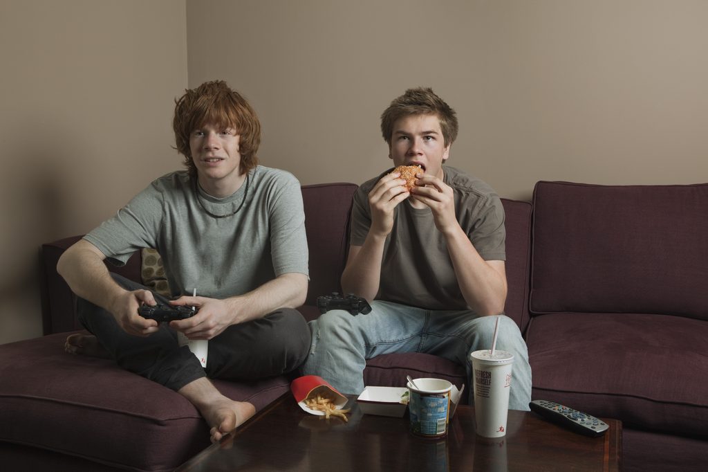 Boys playing video games