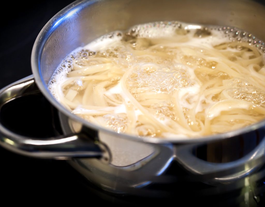 pasta boiling in a large pot