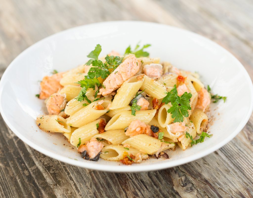 tasty kid-friendly pasta with salmon dish